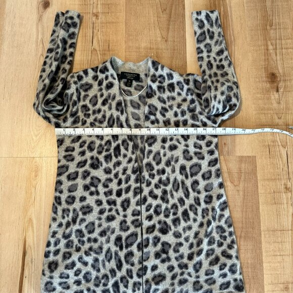 Cashmere Charter Club luxury leopard print Cardigan Open Front - Picture 8 of 12